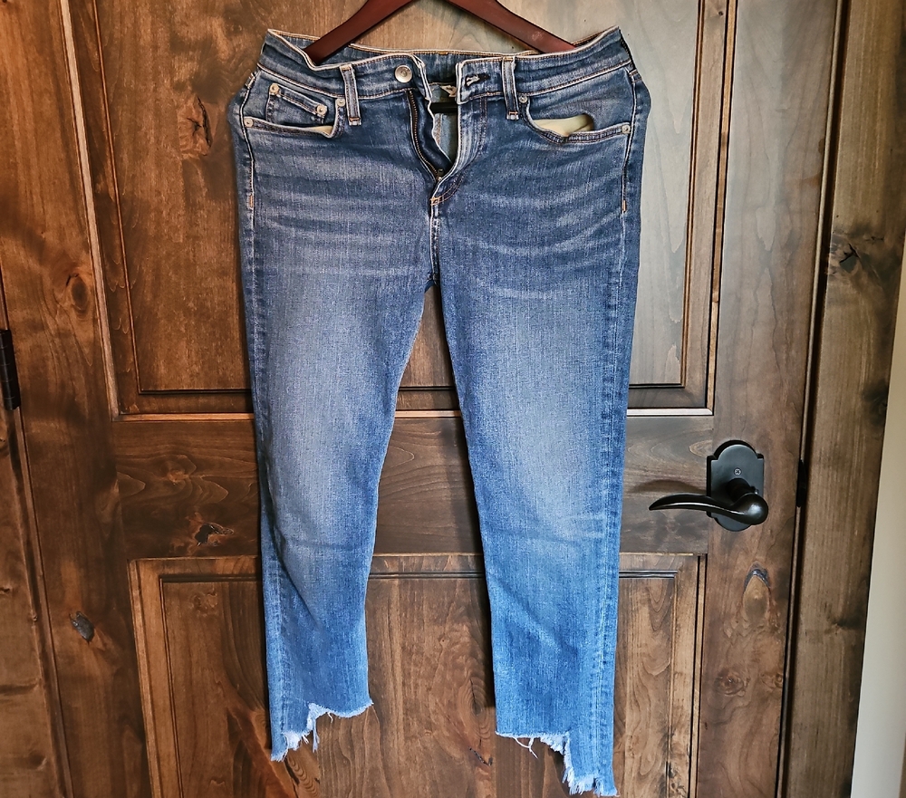 Rag & Bone Distressed Ankle Jeans in Blue